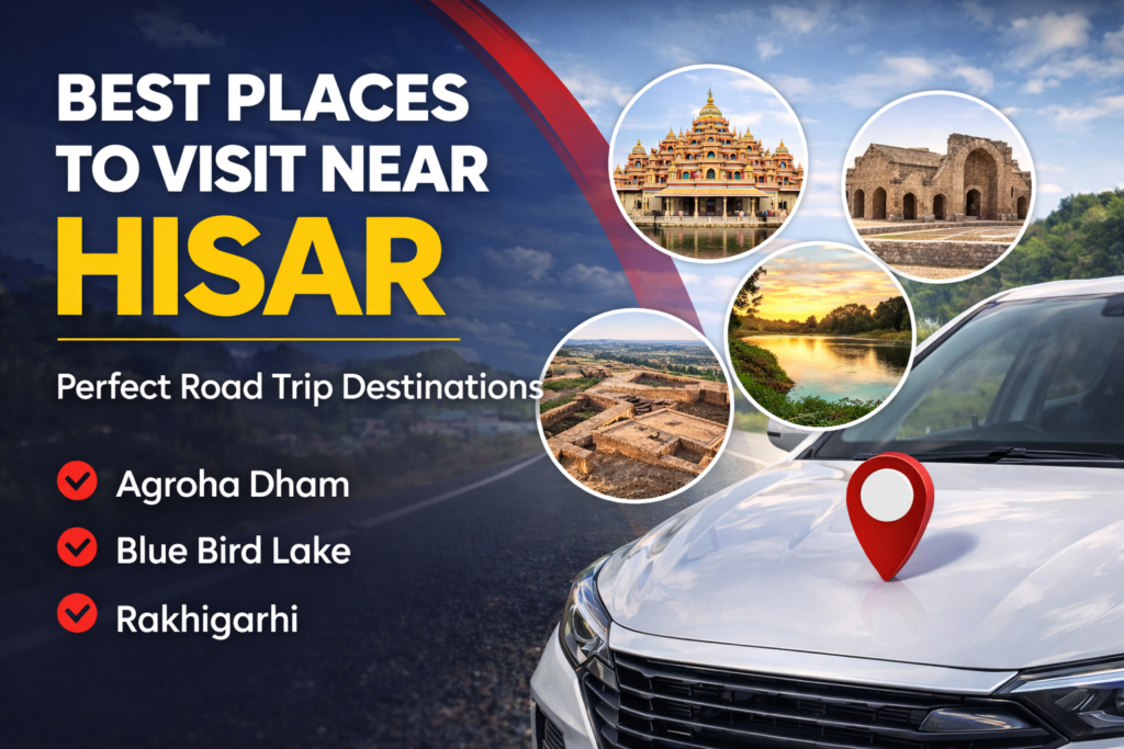 best places to visit near Hisar including Agroha Dham Blue Bird Lake and Rakhigarhi for a road trip